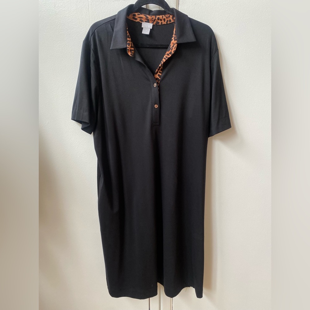 Chico’s Black Dress with Animal Print Embellishments